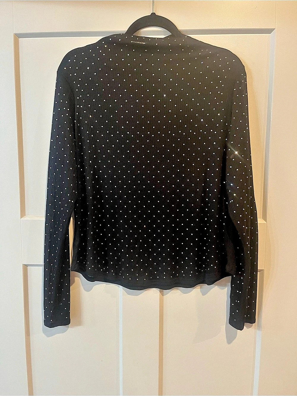 Adrianna Papell Black Rhinestone Mesh Long Sleeve XL NWOT Beautiful Classic